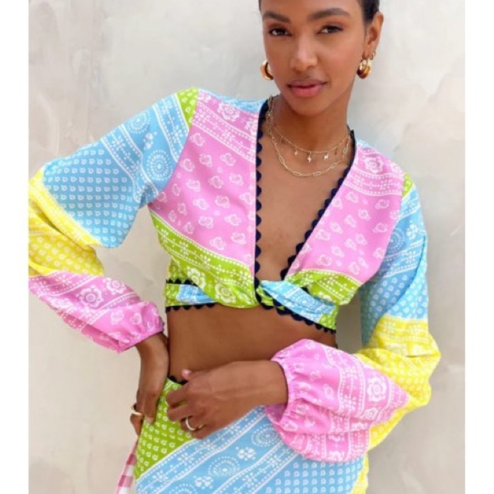 NWT Never Fully Dressed Multicolor Boho Wrap Top
